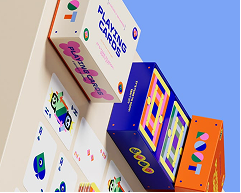 Playing-card boxes in bold geometric patterns