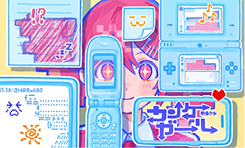Pixel-style illustration of retro phones and handheld screens